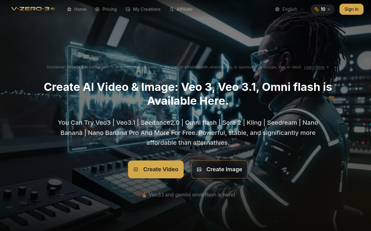 Screenshot of V03 AI