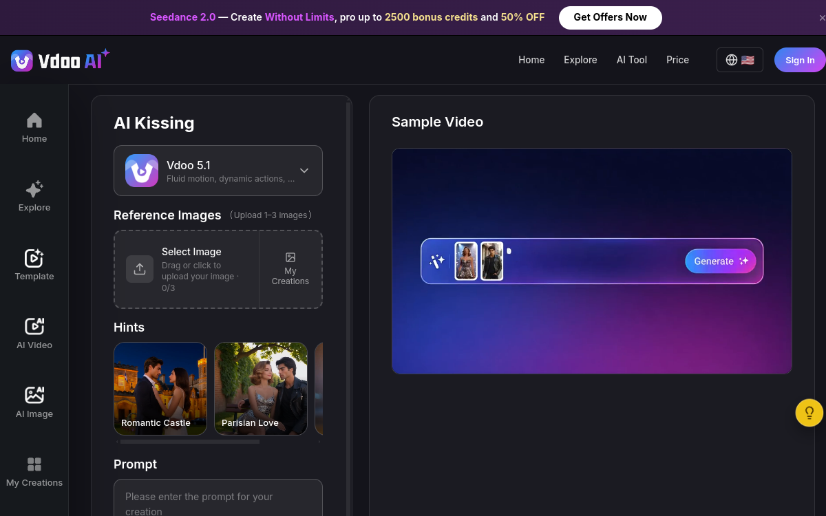 Screenshot of Vdoo AI Kissing