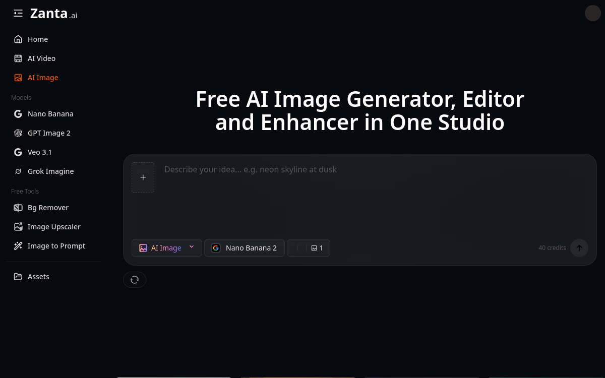 Screenshot of Zanta AI