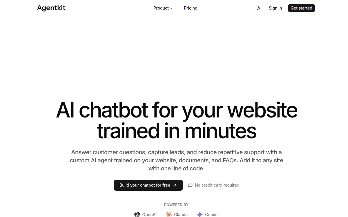 Screenshot of AgentKit (agentkit.ai)