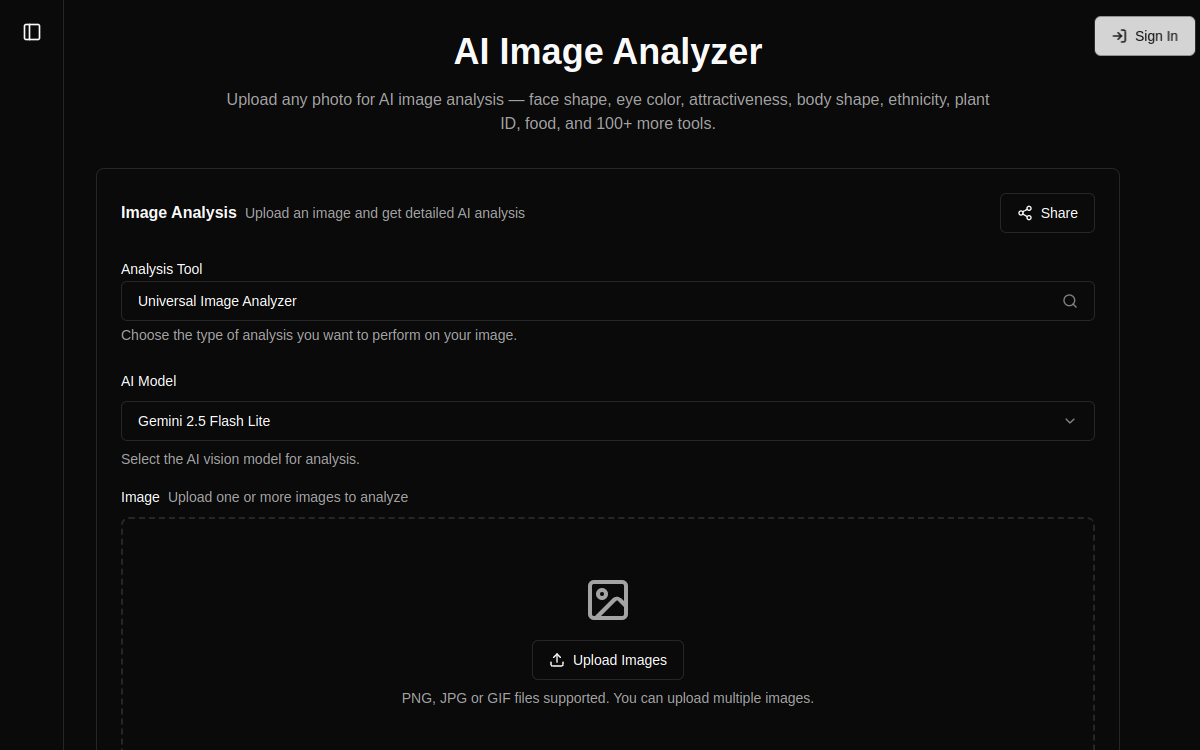 Screenshot of AI Image Analysis