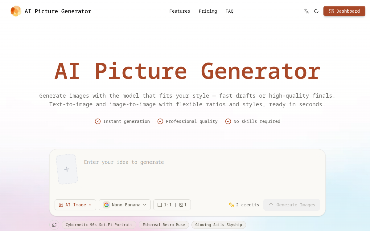 Screenshot of AI Picture Generator