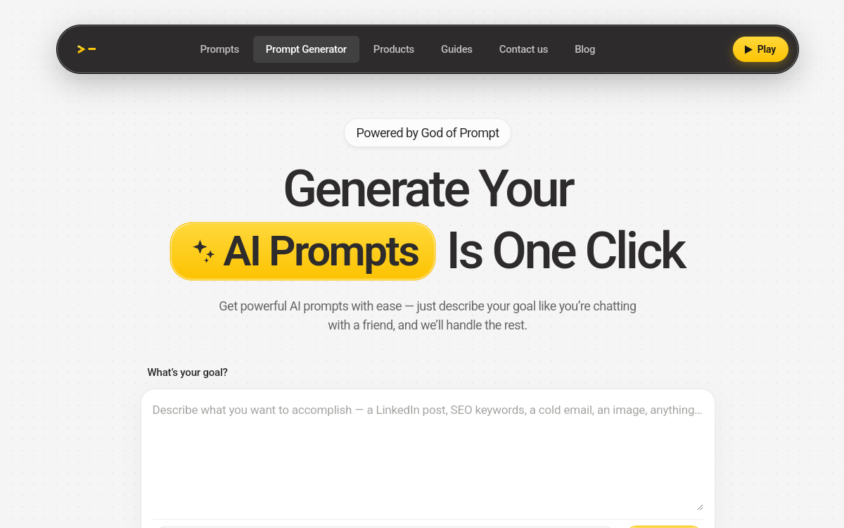 Screenshot of God of Prompt