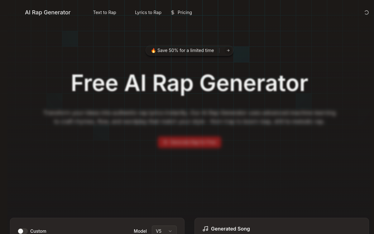 Screenshot of AI Rap Generator
