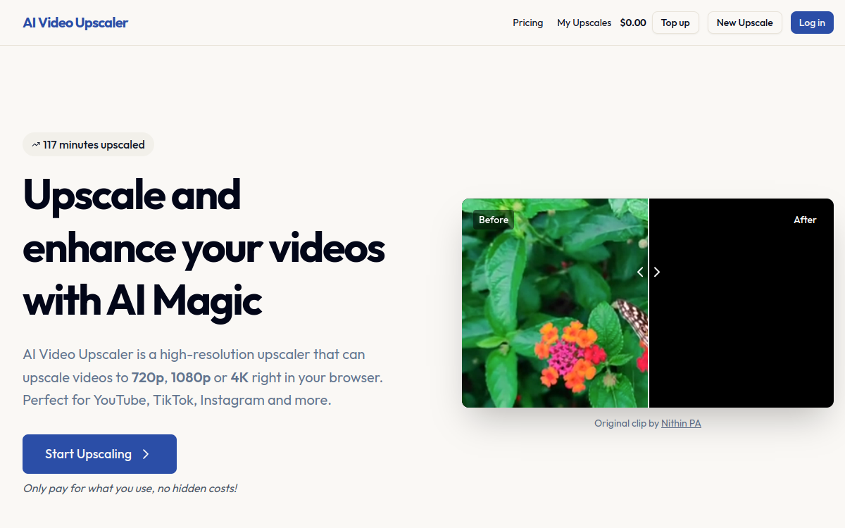 Screenshot of AI Video Upscaler