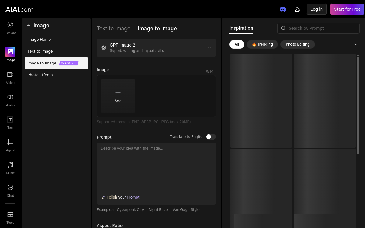 Screenshot of AIAI Image-to-Image Generator
