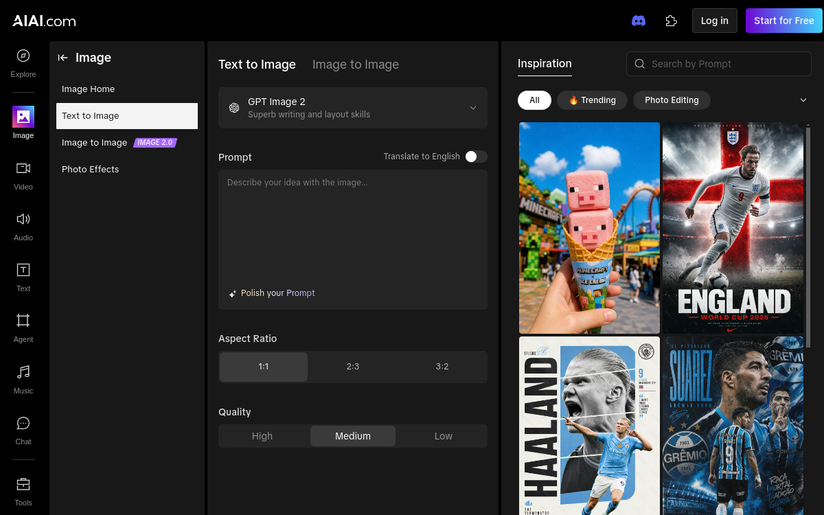 Screenshot of AIAI Text-to-Image Generator