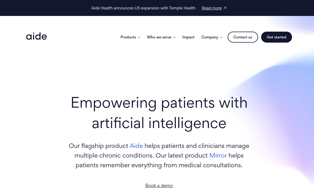 Screenshot of Aide Health