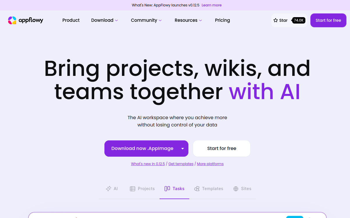 Screenshot of AppFlowy