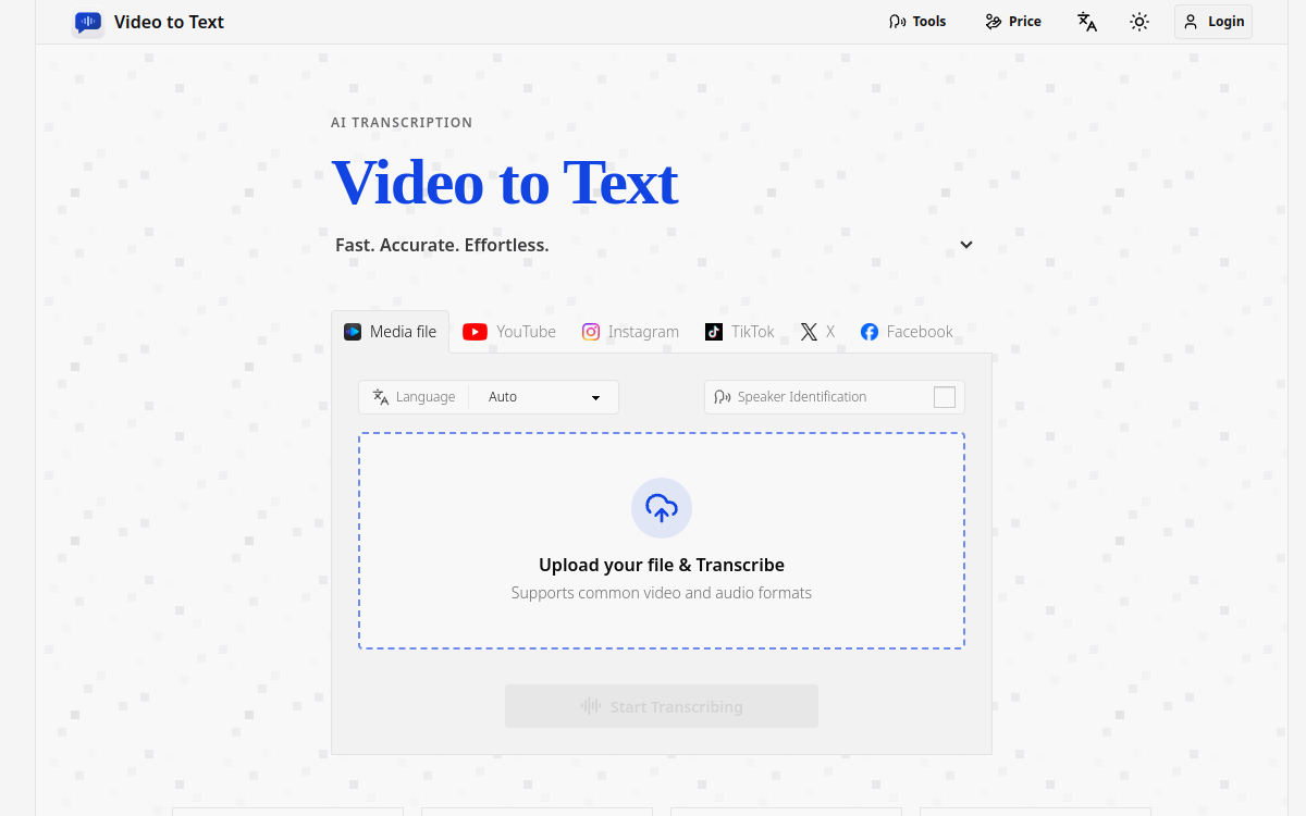 Screenshot of Video to Text