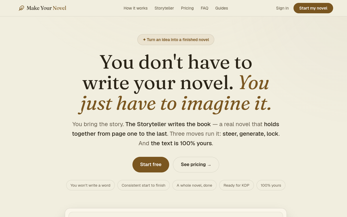 Screenshot of Make Your Novel